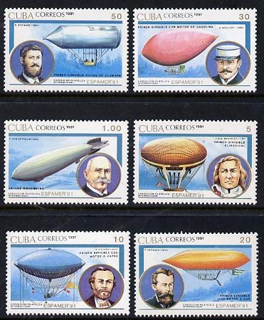 Cuba 1991 'Espamer 91' Stamp Exhibition (Airships) set of 6 unmounted mint, Mi 3487-92