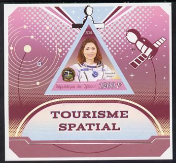 Djibouti 2014 Astronauts #1 imperf deluxe sheet containing one triangular shaped value unmounted mint