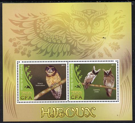 Benin 2014 Owls perf sheetlet containing 2 values unmounted mint