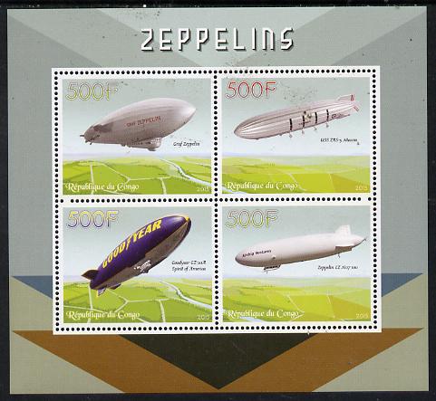 Congo 2015 Zeppelins perf sheetlet containing set of 4 unmounted mint