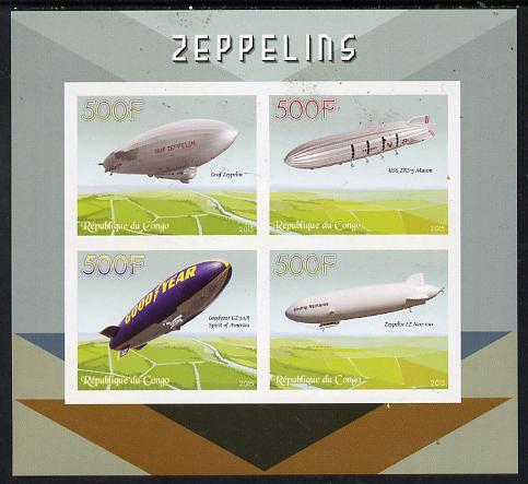 Congo 2015 Zeppelins imperf sheetlet containing set of 4 unmounted mint
