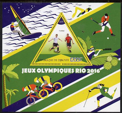 Djibouti 2015 Rio Olympic Games perf deluxe sheet containing one triangular value unmounted mint
