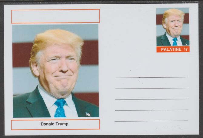 Palatine (Fantasy) Personalities - Donald Trump (45th USA President) postal stationery card unused and fine