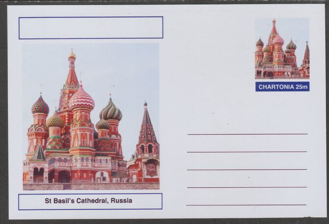 Chartonia (Fantasy) Landmarks - St Basil's Cathedral, Russia postal stationery card unused and fine