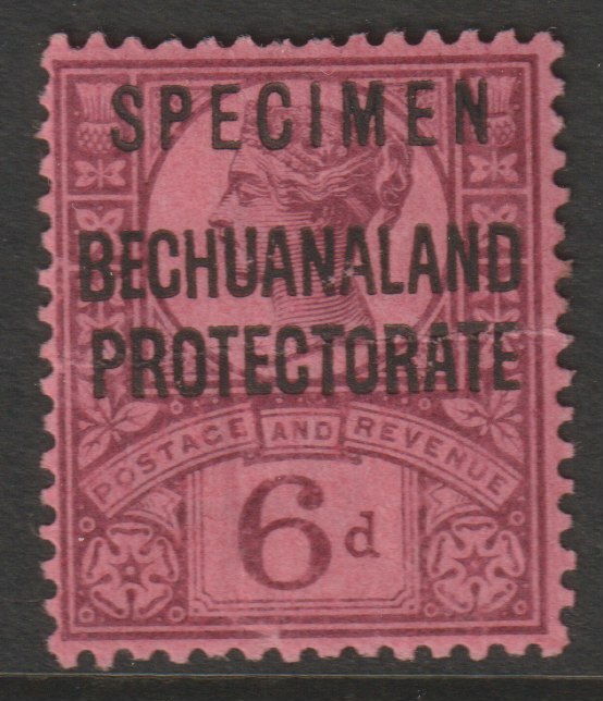 Bechuanaland 1902 Overprint on,GB 6d Jubilee overprinted SPECIMEN with gum but horiz crease, only about 750 produced SG 65s