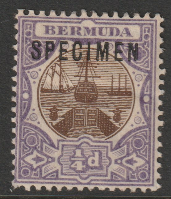 Bermuda 1906 Dry Dock 1/4d overprinted SPECIMEN fine with gum only about 400 produced SG 34s