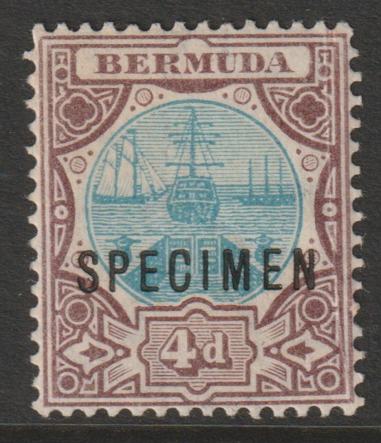 Bermuda 1906 Dry Dock 4d overprinted SPECIMEN fine with gum only about 400 produced SG 42s