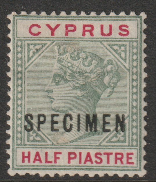 Cyprus 1894 QV Key Plate 1/2pi overprinted SPECIMEN with gum and only about 750 produced SG 40s
