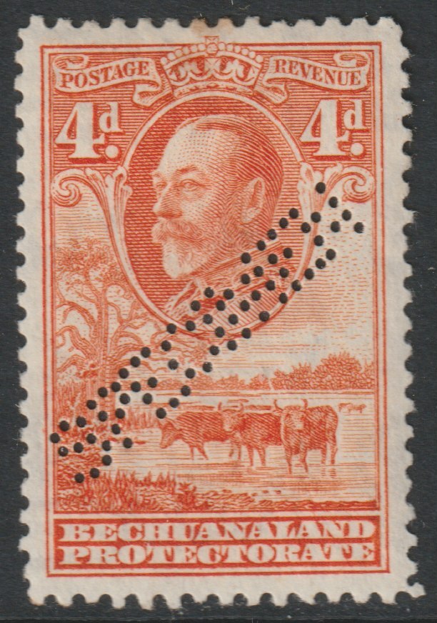 Bechuanaland 1932 KG5 Baobab Tree 4d perforated SPECIMEN with gum and just over 400 produced SG 103s