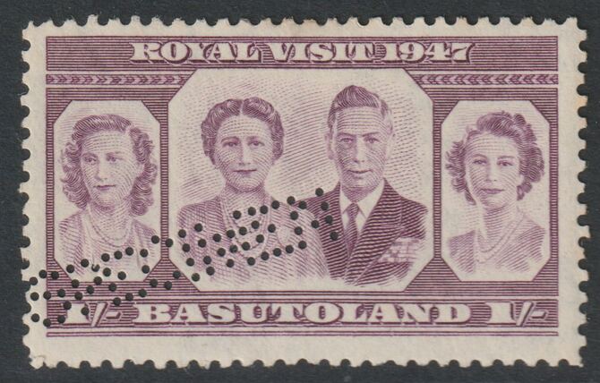 Bechuanaland 1947 Royal Visit 1s perforated SPECIMEN with gum, only about 400 produced, SG 135s