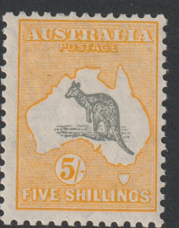 Australia 1929 Roo 5s grey & yellow die II mounted mint, SG111
