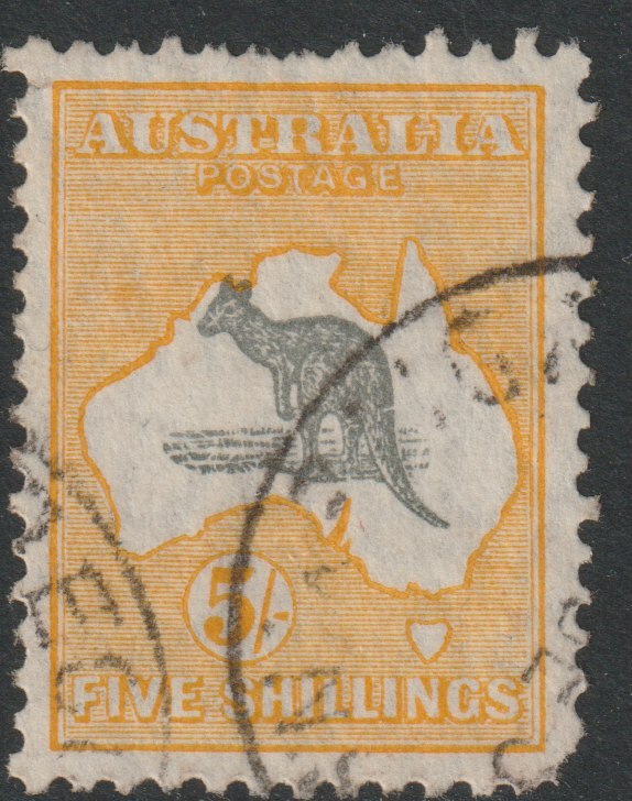 Australia 1929 Roo 5s grey & yellow die II good used, SG111