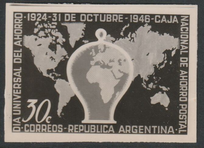 Argentine Republic 1946 Annual Savings Day 30c twice stamp-size black & white photographic proof of issued stamp as SG 788
