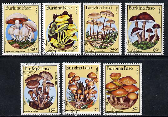 Burkina Faso 1985 Fungi set of 7 cto used, SG 820-26