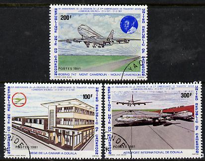 Cameroun 1991 10th Anniversary of Airlines set of 3 cto used, SG 899-901*