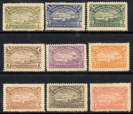 Dominican Republic 1900 Map of Hispaniola complete set of 9 Forgeries unmounted mint