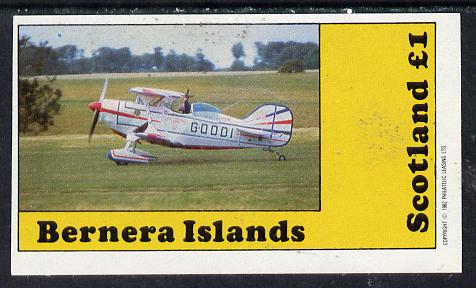 Bernera 1982 Aircraft (Bi-plane) imperf souvenir sheet (£1 value) unmounted mint