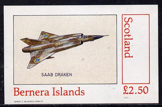 Bernera 1982 Aircraft #14 (Saab Draken) imperf deluxe sheet (£2.5 value) unmounted mint
