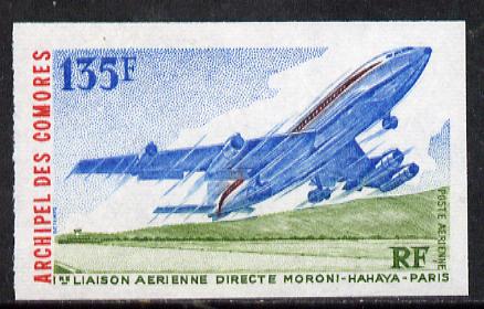 Comoro Islands 1975 Direct Flight Inauguration 135f (Boeing 707 Taking Off) imperf from limited printing, unmounted mint as SG 162*