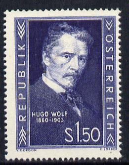 Austria 1953 50th Death Anniversary of Hugo Wolf (Composer) unmounted mint Mi 981, SG 1242