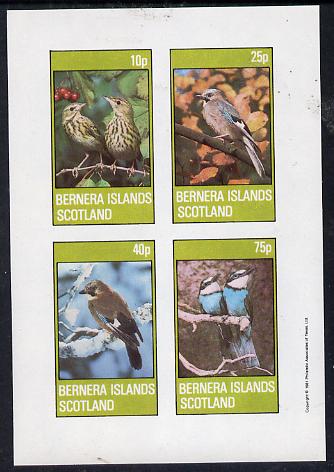 Bernera 1981 Birds #02 (Jay, Thrush, etc) imperf,set of 4 values (10p to 75p) unmounted mint