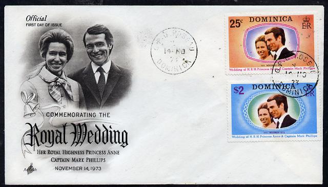 Dominica 1973 Royal Wedding set of 2 on illustrated cover with first day cancel