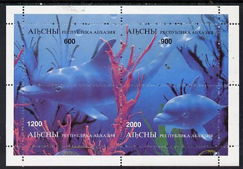 Abkhazia 1997 Dolphins perf sheetlet containing complete set of 4 values unmounted mint