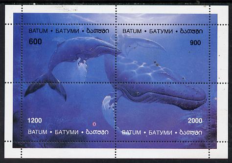 Batum 1994 Whales perf composite sheetlet containing complete set of 4 values unmounted mint