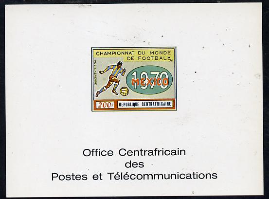 Central African Republic 1970 Football World Cup deluxe die proof of 200f on glossy card, as SG 225