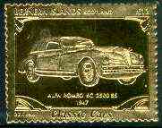 Bernera 1985 Classic Cars - 1947 Alfa Romeo £12 value perforated & embossed in 22 carat gold foil unmounted mint