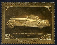Bernera 1985 Classic Cars - 1937 Horch £12 value perforated & embossed in 22 carat gold foil unmounted mint