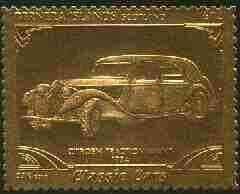 Bernera 1985 Classic Cars - 1934 Citroen £12 value perforated & embossed in 22 carat gold foil unmounted mint