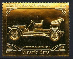 Bernera 1985 Classic Cars - 1902 Mercedes £12 value perforated & embossed in 22 carat gold foil unmounted mint