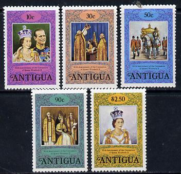 Antigua 1978 Coronation 25th Anniversary perf 12 set of 5 from sheetlets (SG 581-5) unmounted mint