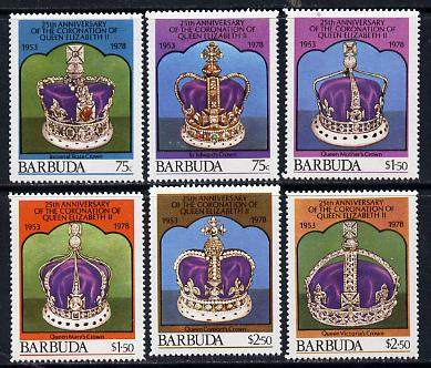 Barbuda 1978 Coronation 25th Anniversary 1st issue (Crowns) set of 6 unmounted mint, SG 408-13