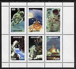 Abkhazia 1997 Space Exploration perf sheetlet containing complete set of 6 unmounted mint