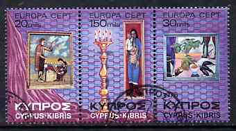 Cyprus 1975 Europa strip of 3 superb cto used, SG 443a