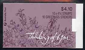 Booklet - Australia 1990 'Thinking of You' $4.10 booklet complete containing pane SG 1230a (P14 x P13.5) SG SB69