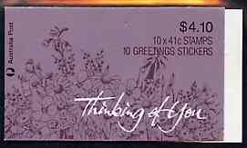 Booklet - Australia 1990 'Thinking of You' $4.10 booklet complete containing pane SG 1230ba (P14 x P14.5) SG SB69a