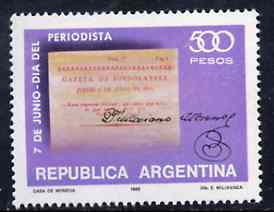 Argentine Republic 1980 Journalists Day unmounted mint, SG 1677*