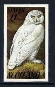 Staffa 1979 Snow Owl imperf souvenir sheet (£1 value) unmounted mint