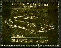 Zambia 1987 Classic Cars 1k50 Porsche in 22k gold foil unmounted mint