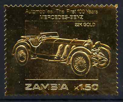 Zambia 1987 Classic Cars 1k50 Mercedes-Benz in 22k gold foil unmounted mint