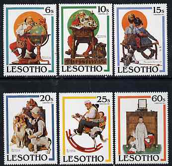Lesotho 1981 Christmas Paintings by Norman Rockwell set of 6 unmounted mint, SG 455-60