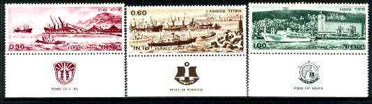 Israel 1969 Israeli Ports set of 3 unmounted mint with tabs, SG 405-07