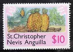 St Kitts-Nevis 1978 Pineapples & Peanuts $10 from Pictorial def set unmounted mint, SG 406