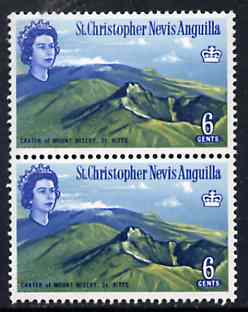 St Kitts-Nevis 1963 Mt Misery Crater 6c unmounted mint with 'broken serif to N' in pair with normal, SG 135var