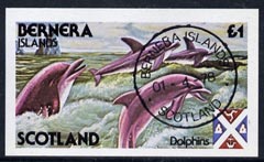 Bernera 1978 Dolphins imperf souvenir sheet (£1 value),cto used