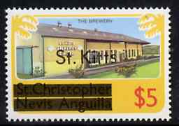 St Kitts 1980 Brewery $5 from opt'd def set, SG 40A unmounted mint*