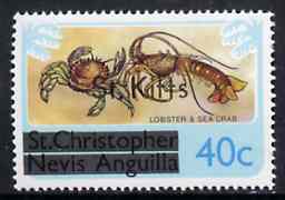 St Kitts 1980 Lobster & Sea Crab 40c from opt'd def set, SG 35A unmounted mint*